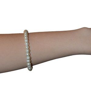 Handmade Bracelet White Faux Pearl beads Girls Elastic